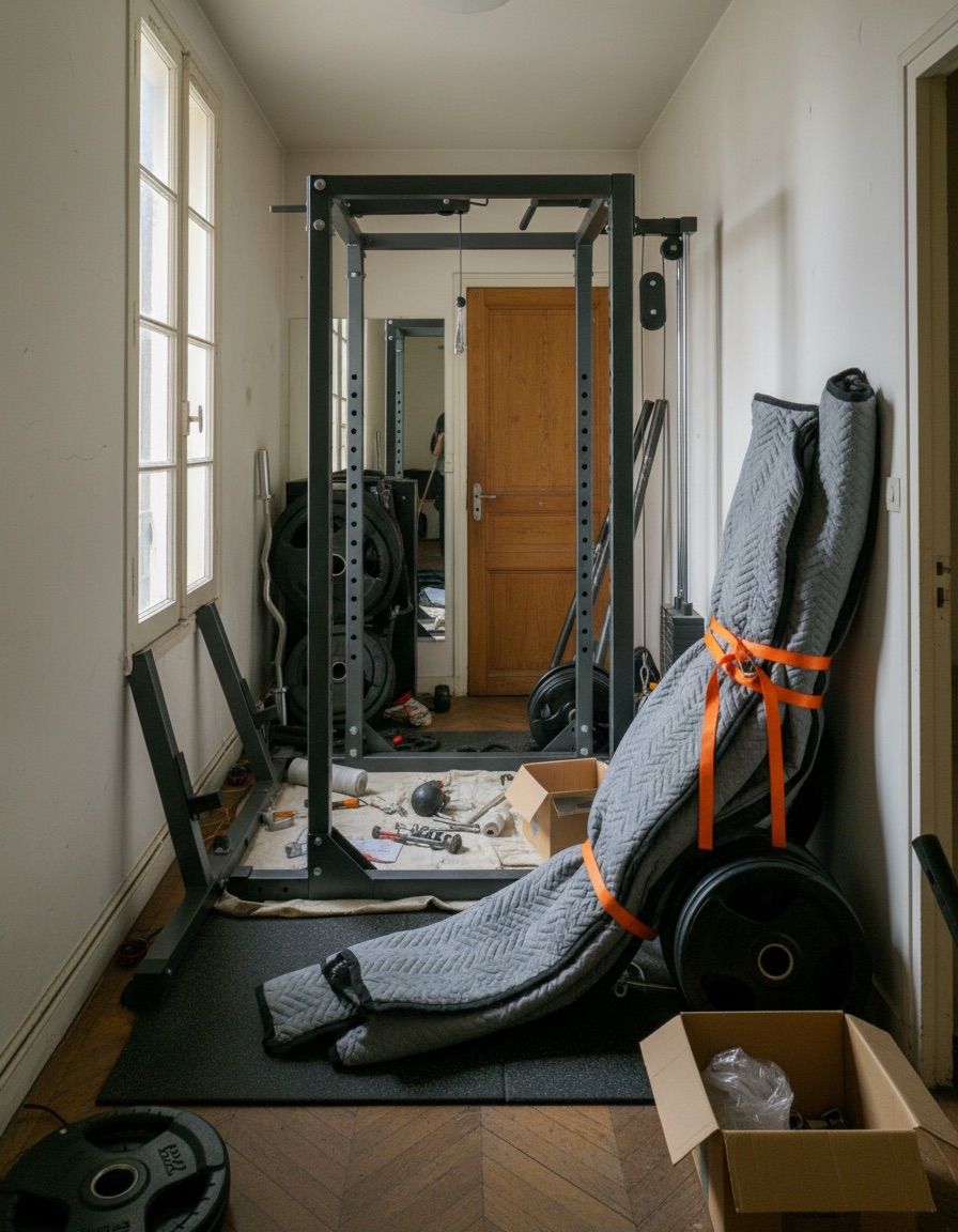 Démontage et évacuation de matériel de sport dans un appartement à Paris