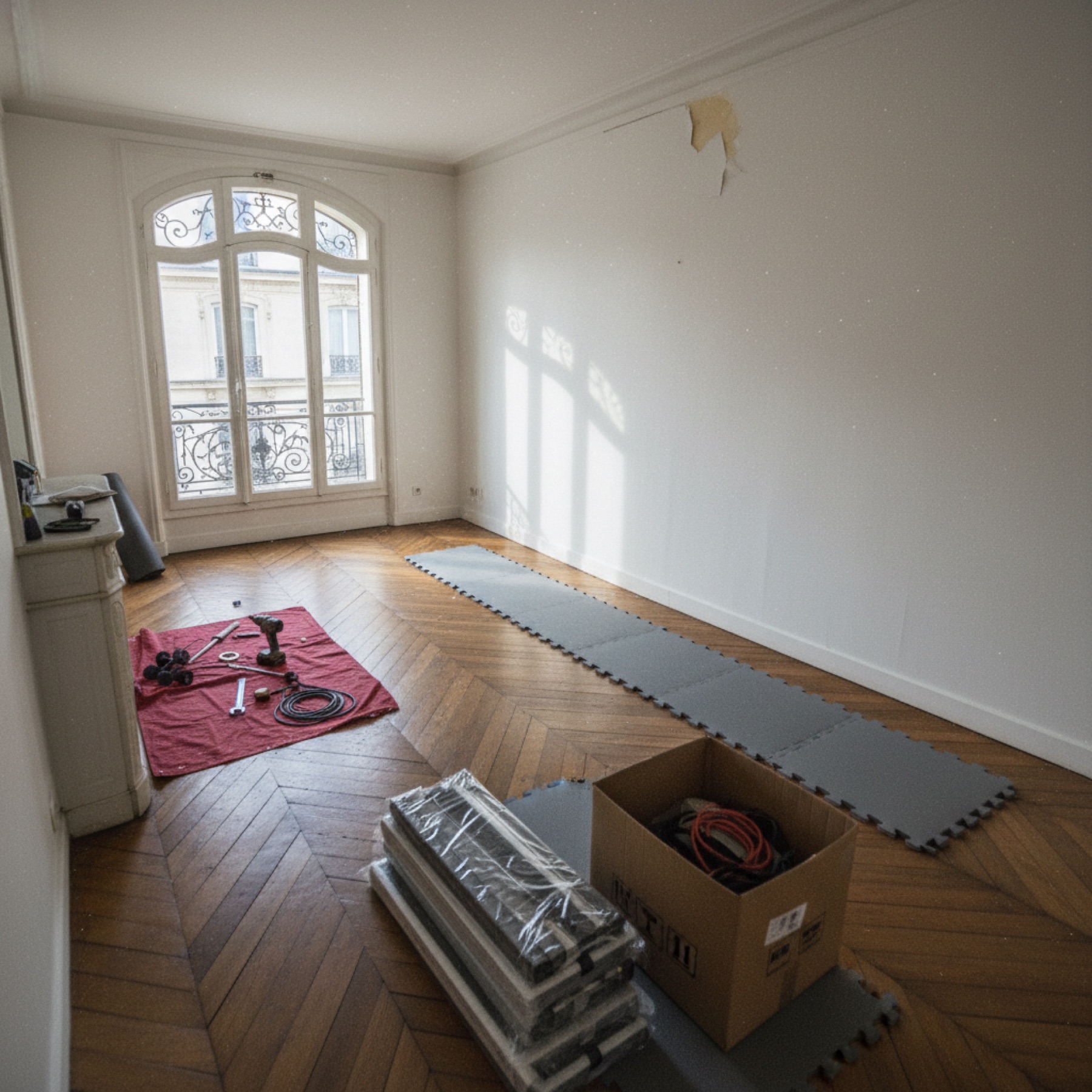 Intervention de montage de machine de musculation dans un appartement parisien