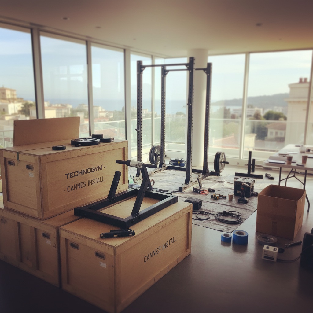 Préparation d’installation d’équipements fitness dans un espace premium à Cannes