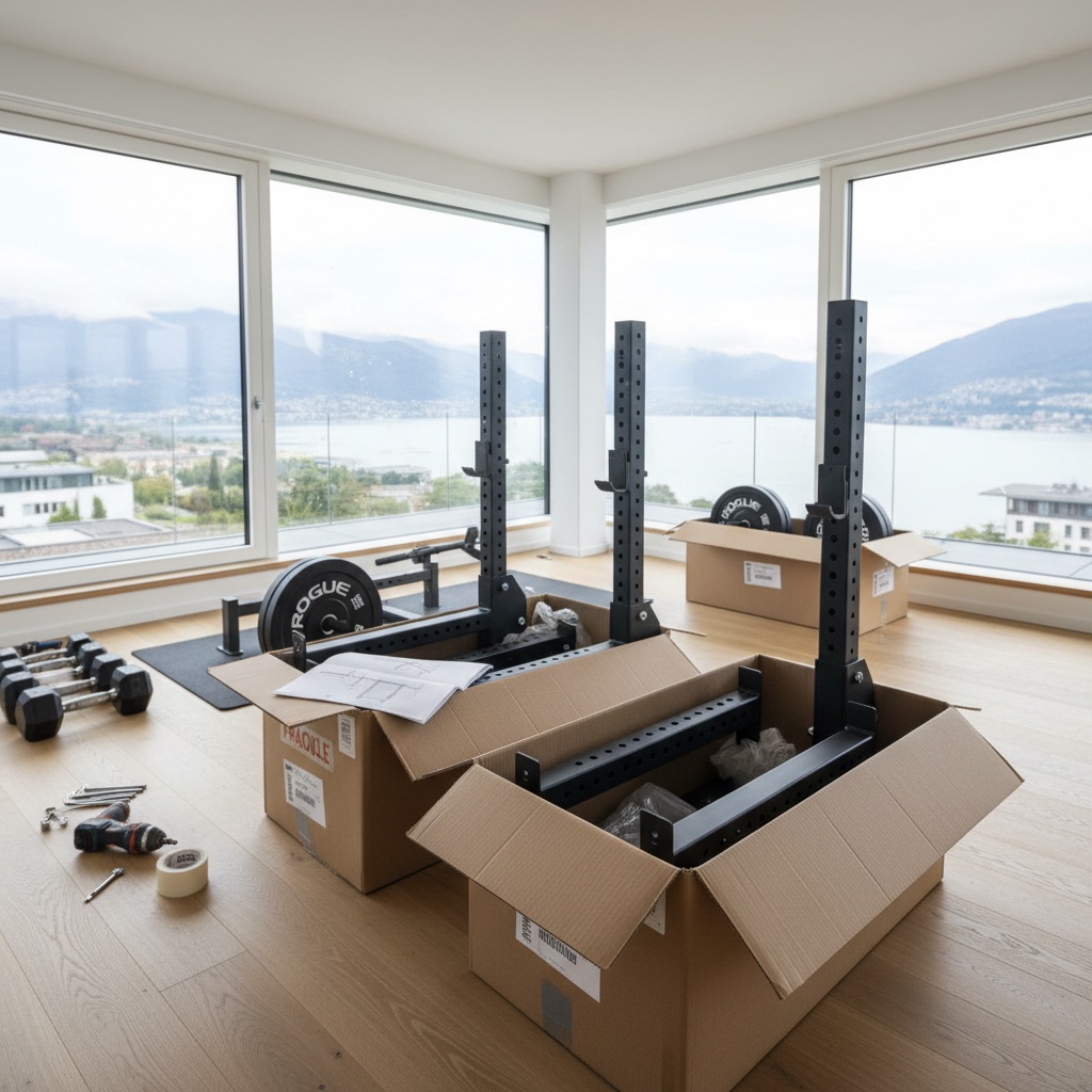 Préparation d’équipements de musculation dans un intérieur à Genève