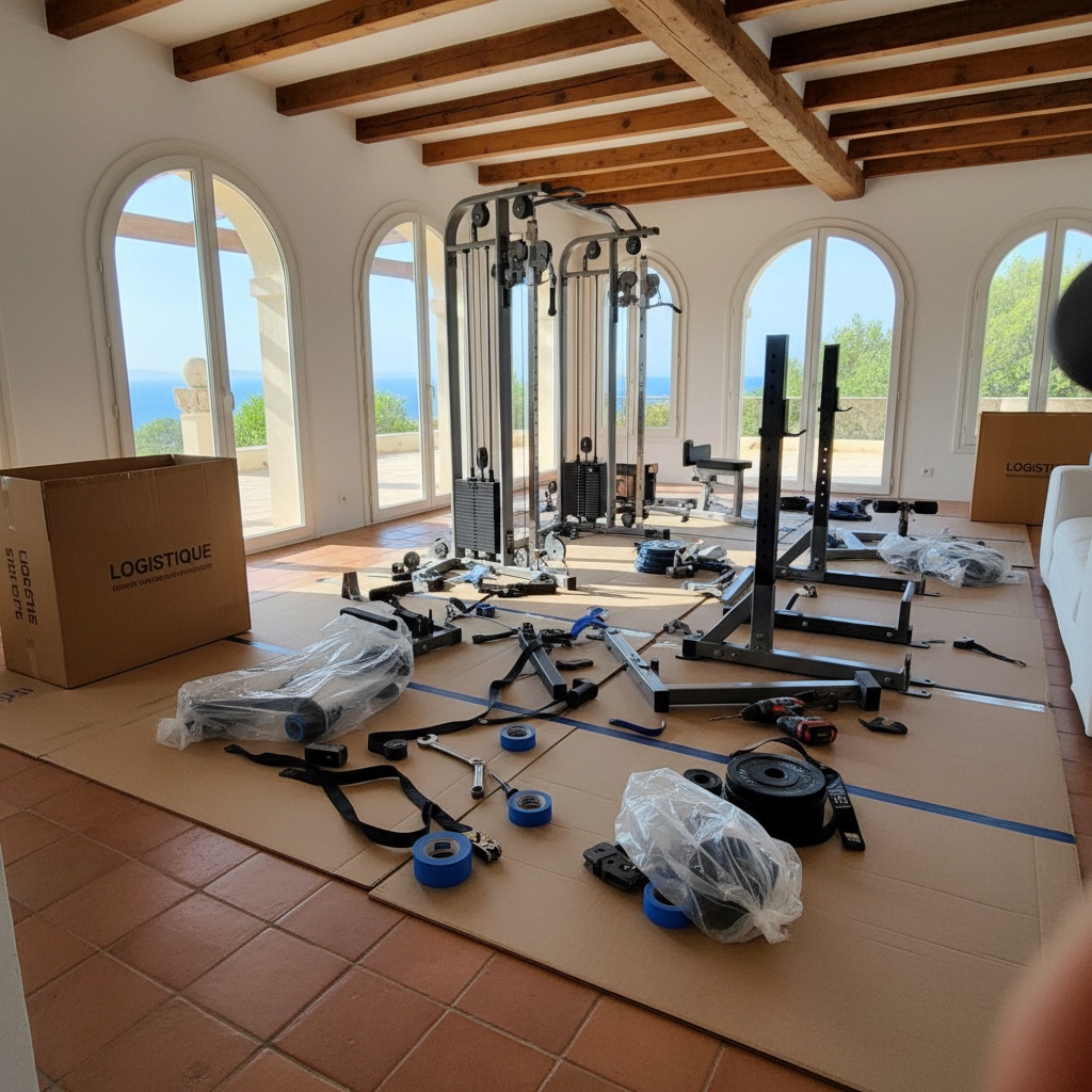 Référence intervention Saint-Tropez: Montage d’un espace fitness Technogym pour une villa privée à Saint-Tropez